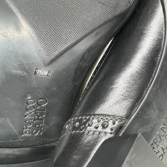 Franco Sarto | Heeled Leather Loafers | Black | Size 7.5 - Picture 9 of 9